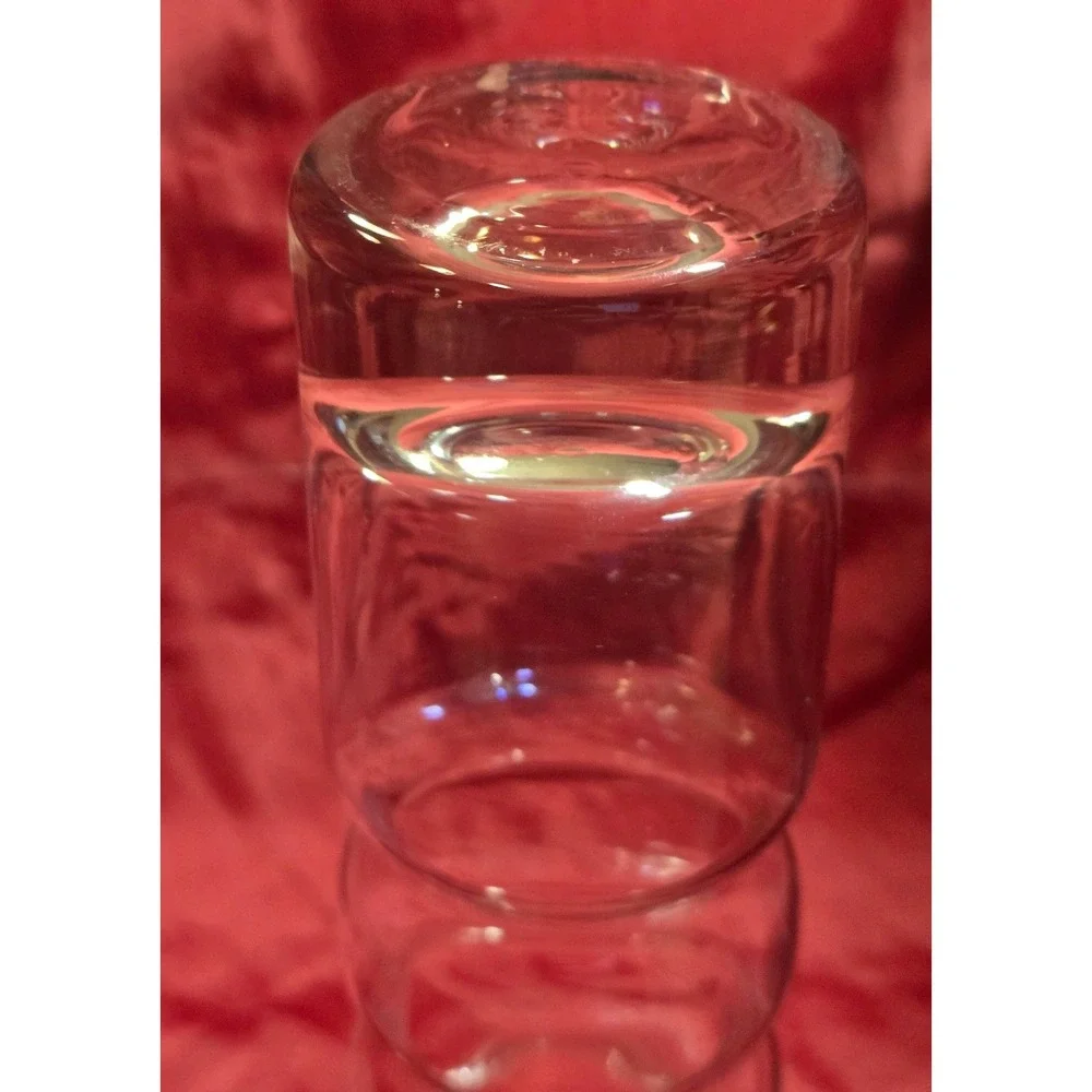 Vintage Mid Century Modern Clear Glass Stacked Bubble Vase Ribbed MCM 7.5 Inch